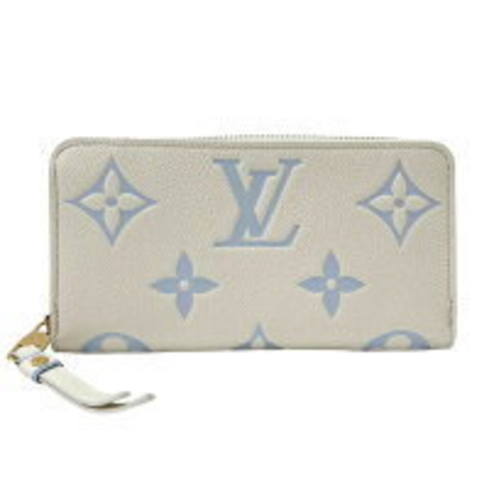 Louis Vuitton Long Wallet Zippy Latte White Zipper Blue Empreinte Candy